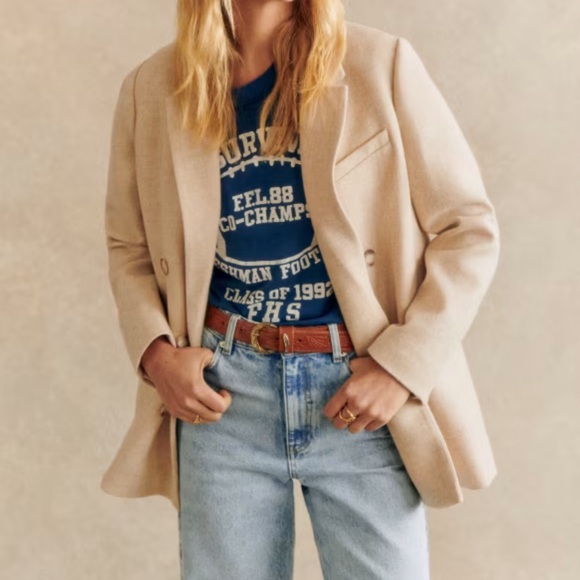 Sezane Michele Jacket Blazer Linen Blend in Butter Beige size 38 US 6 - Picture 3 of 16